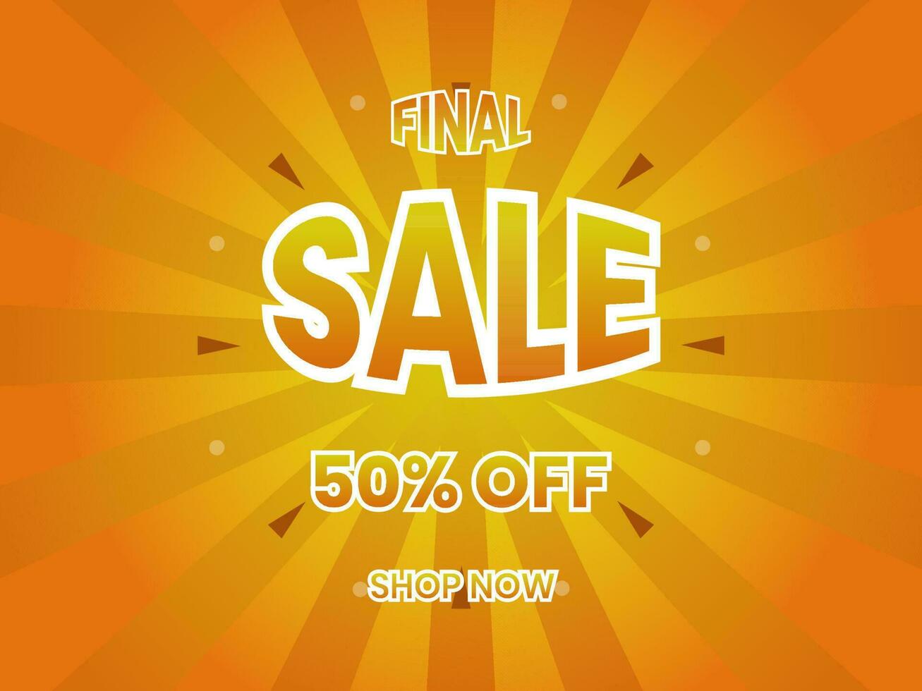 Final Sale Poster Design With Discount Offer On Orange Rays Background. vector