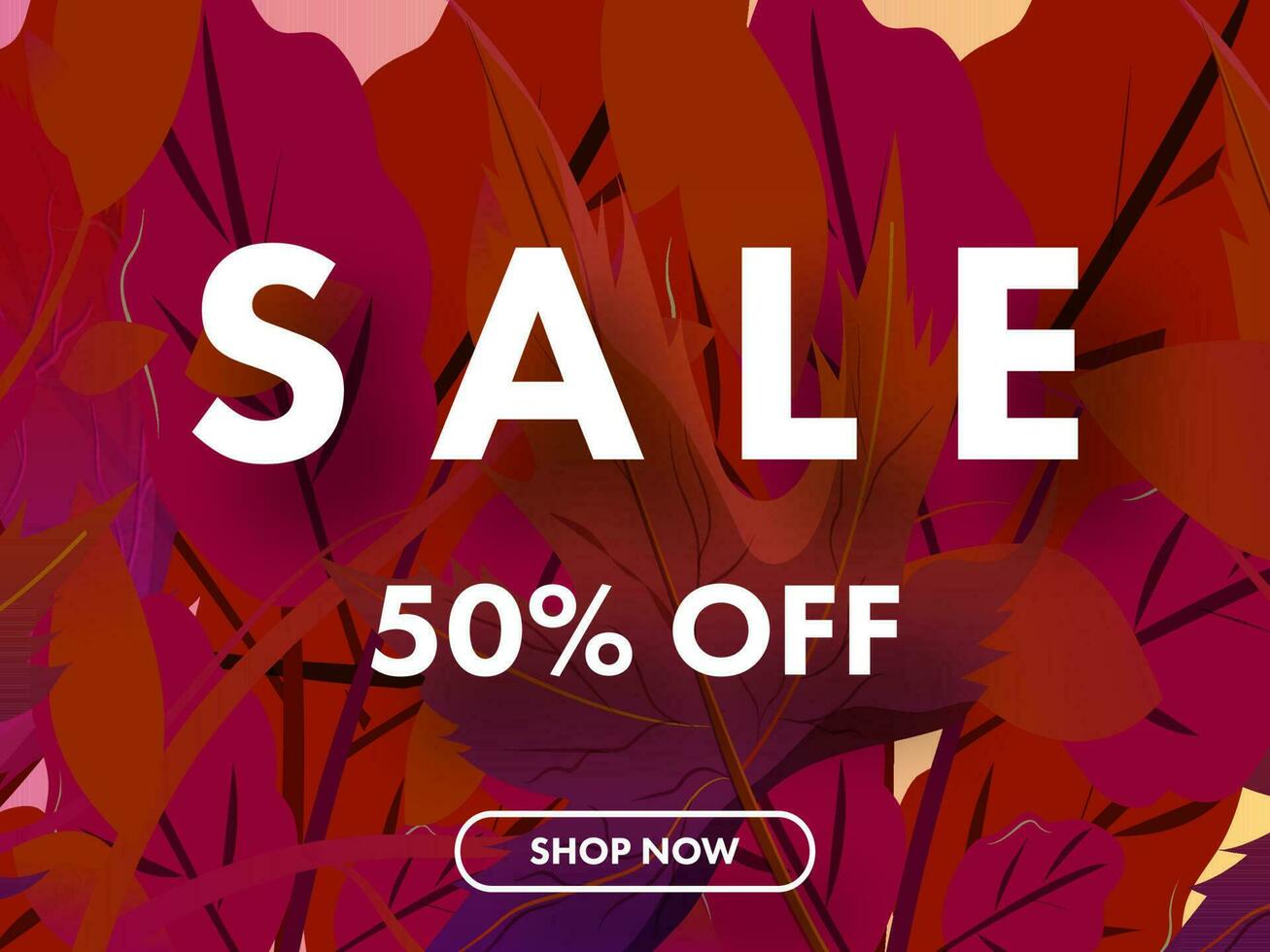 Sale Poster Or Banner Design With Discount Offer On Gradient Leaves Background. vector