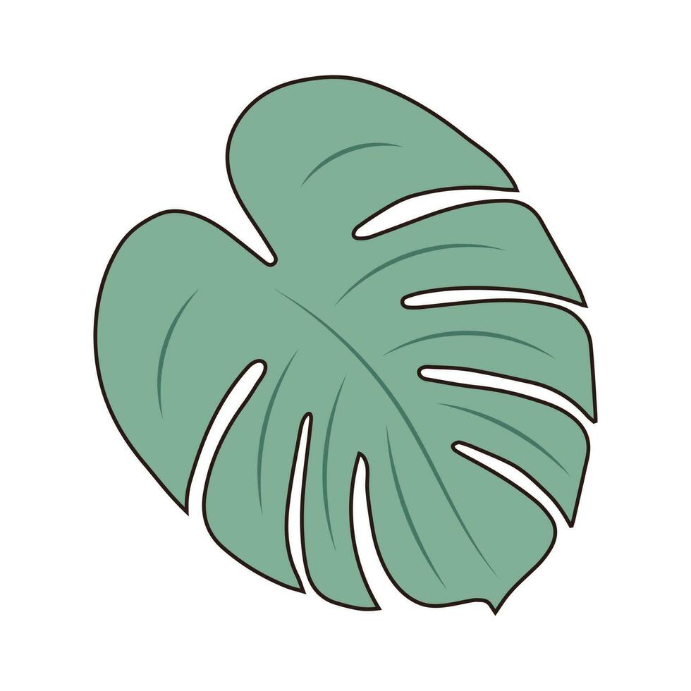 maravilloso retro monstera hoja. Clásico hippie psicodélico hierba. vector