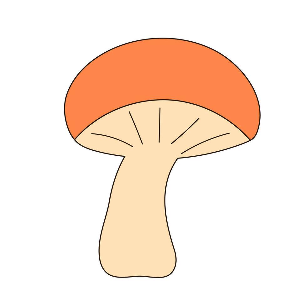 Groovy retro mushroom. Vintage hippie psychedelic amanita. vector