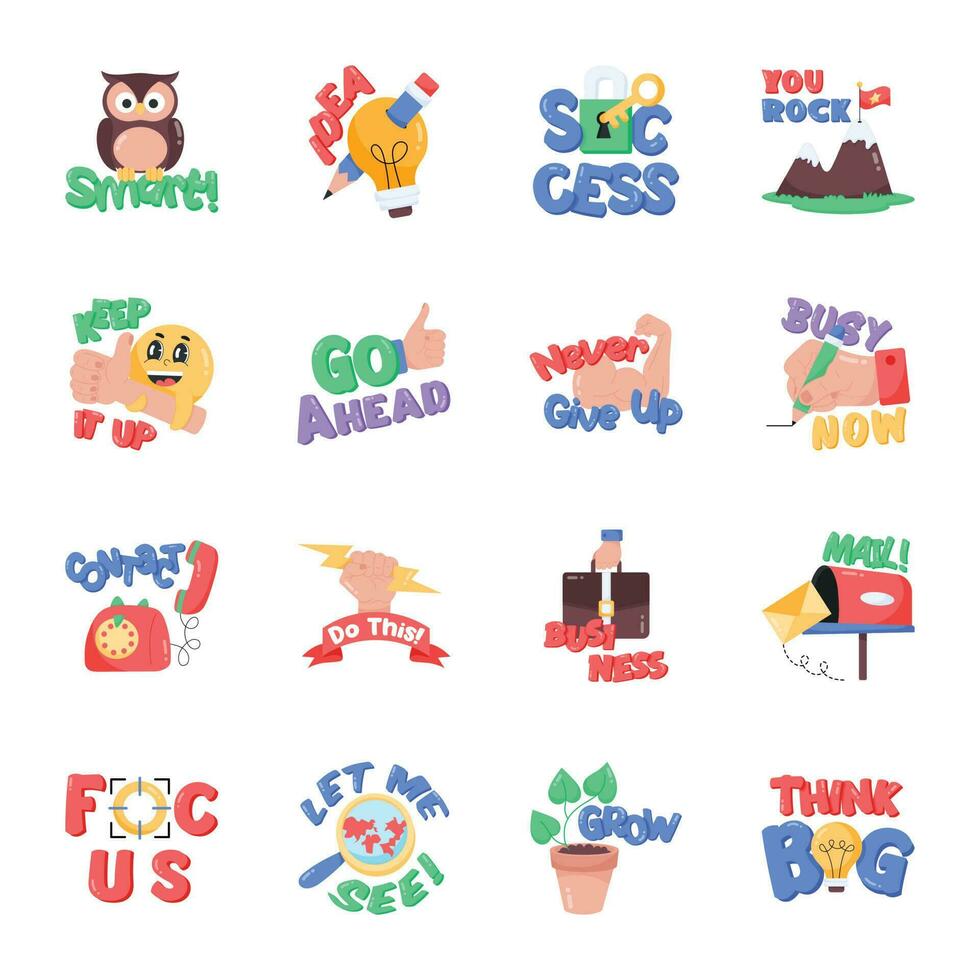 Set of Job Hunting Flat Stickers vector