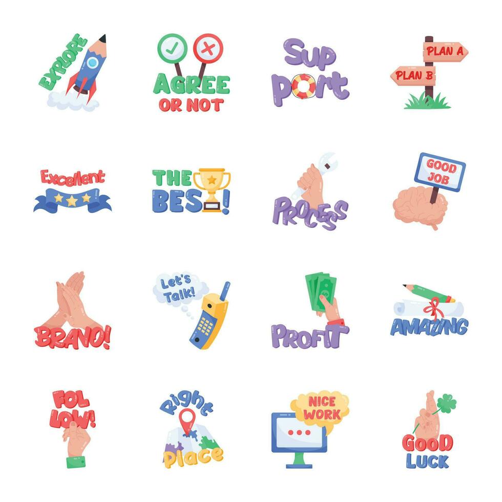 Bundle of Job Search Flat Stickers vector