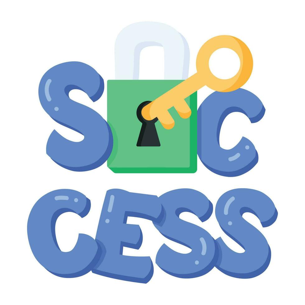A flat sticker of success key vector