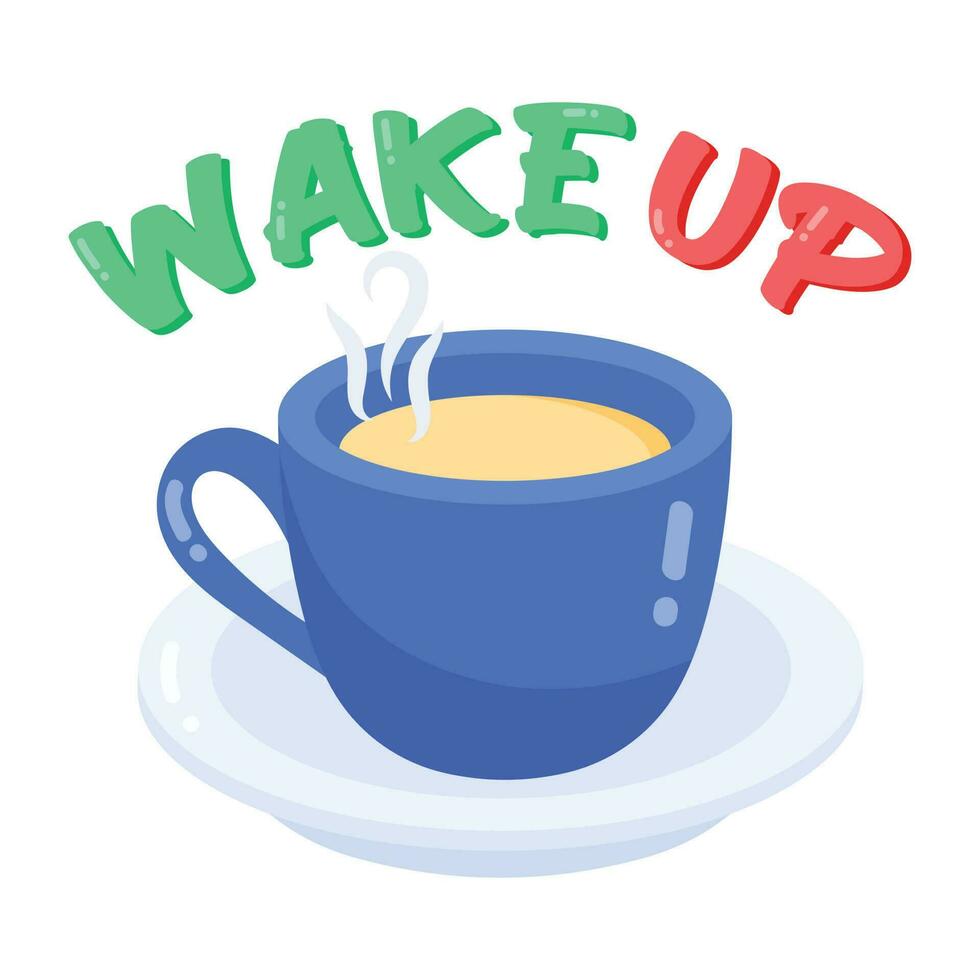 A handy flat sticker of wakeup tea vector