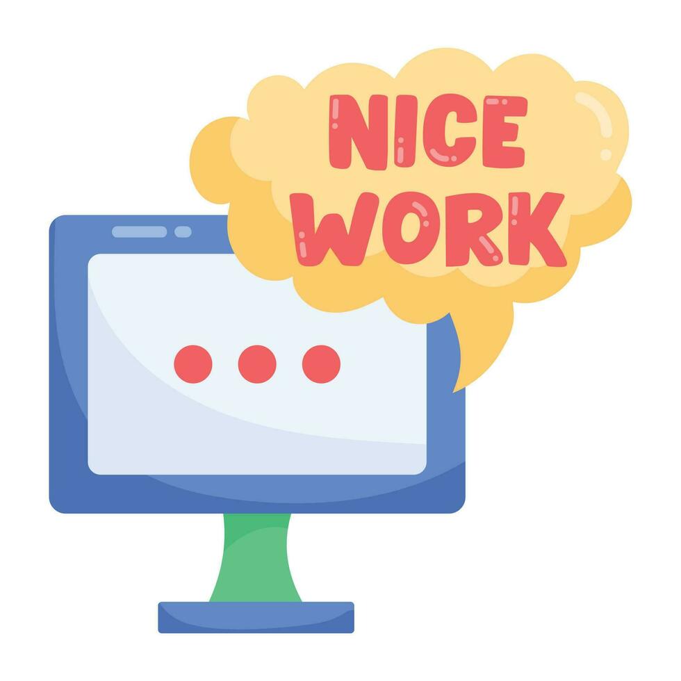 A flat sticker of nice work vector