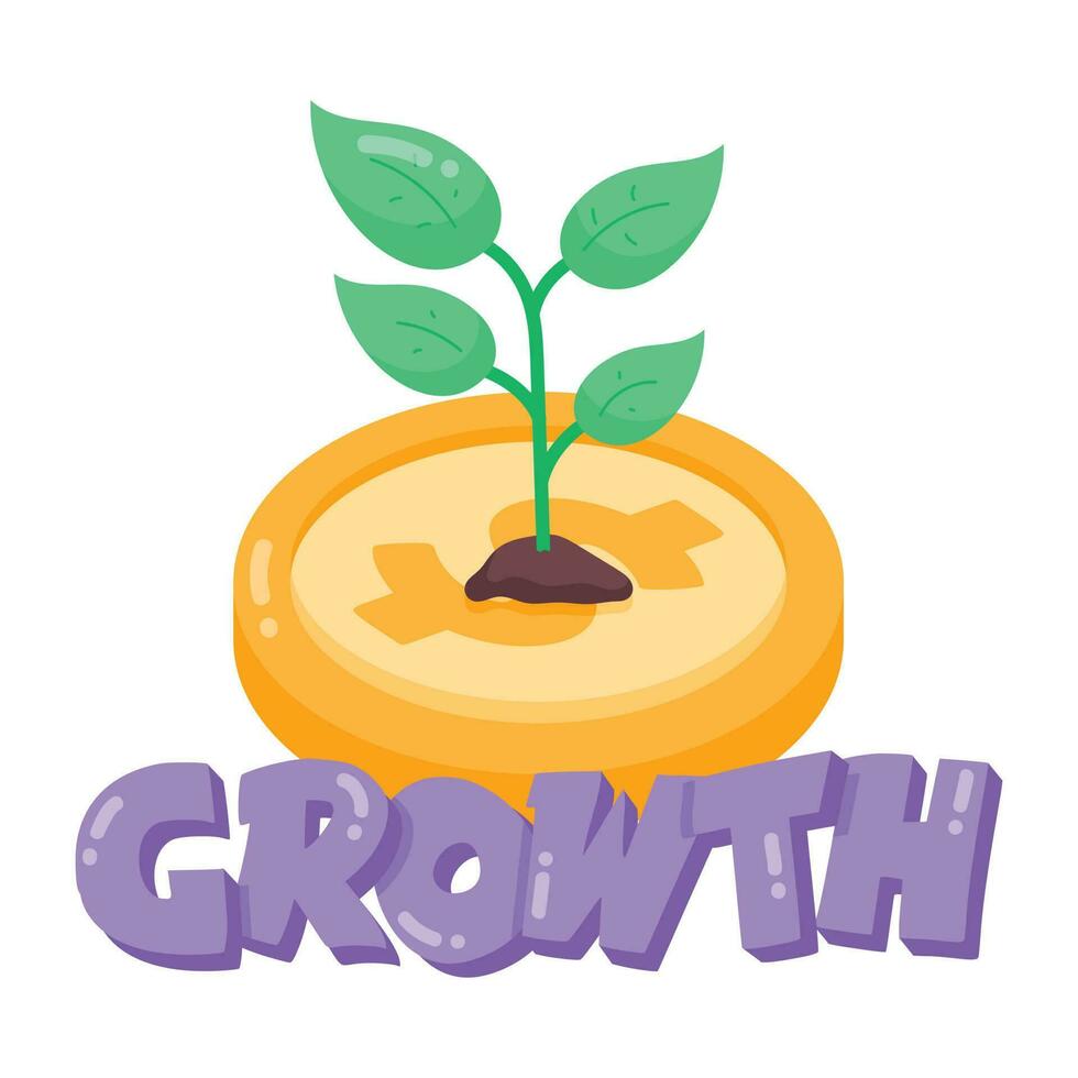 Get this flat sticker of growth vector