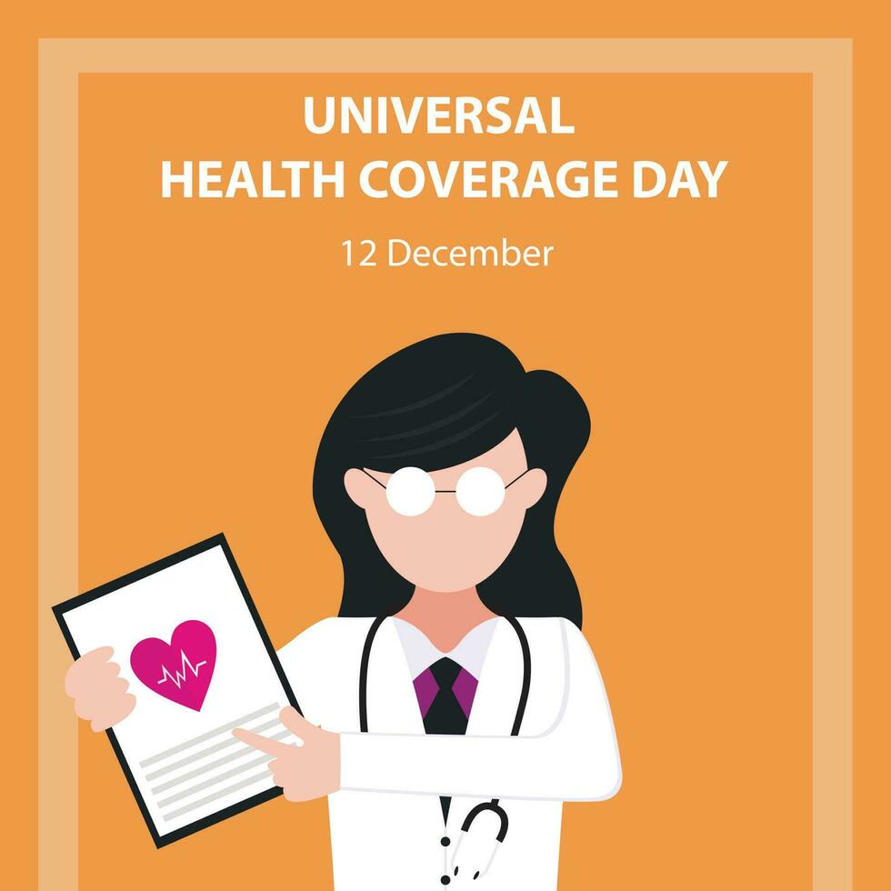 illustration vector graphic of a doctor holds a health record, perfect for international day, universal health coverage day, celebrate, greeting card, etc.