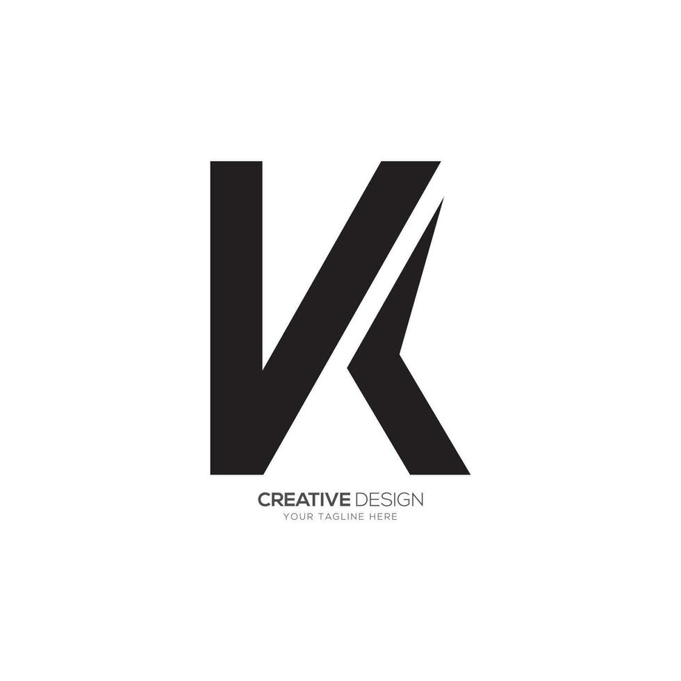 Letter V K unique creative monogram flat logo vector