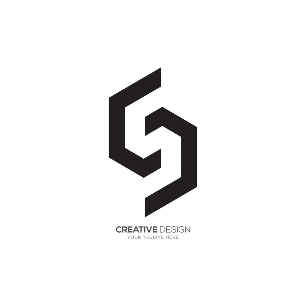 Letter c s d unique shape modern initial line art negative space logo vector