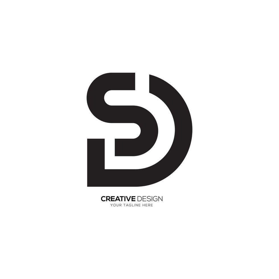 Modern letter S D creative line art unique monogram modern logo branding vector