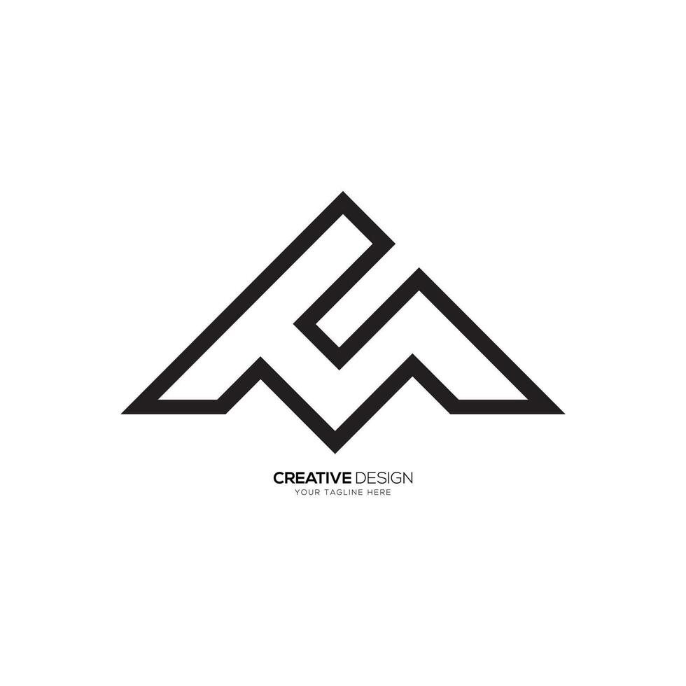 Letter T M or M T line art negative space modern logo design vector