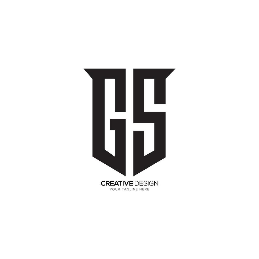Letter G S with classic shield security business monogram tech logo design vector
