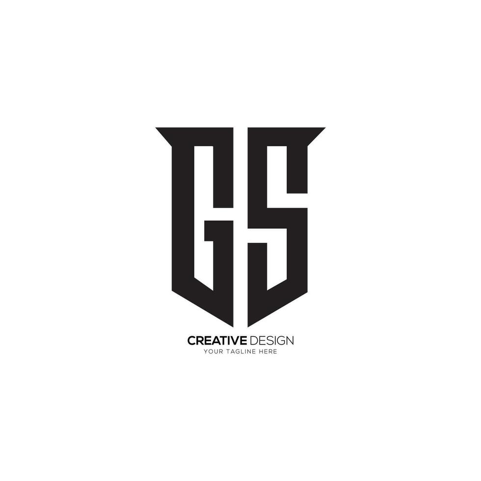 Letter G S with classic shield security business monogram tech logo design vector