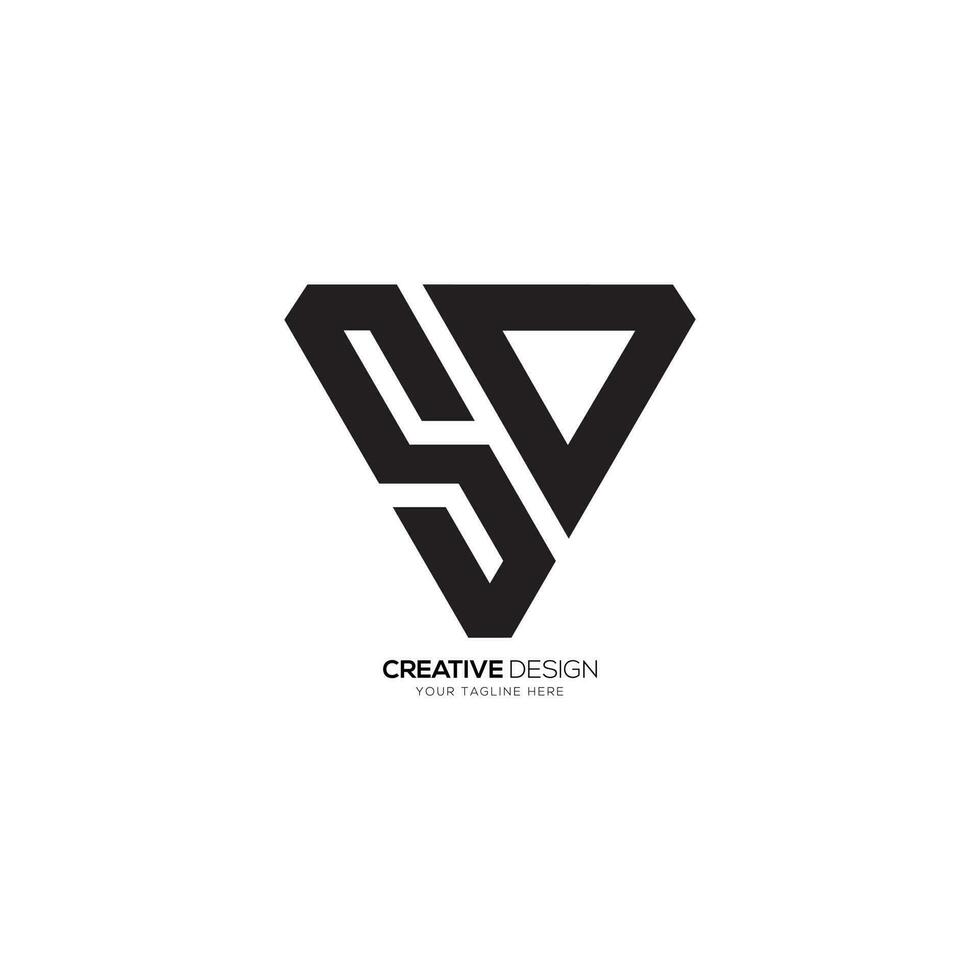 Letter S D triangle shape modern unique monogram branding logo vector