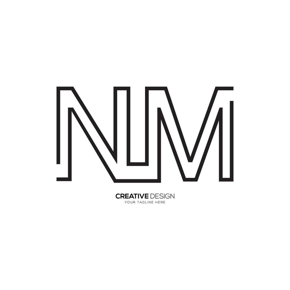 Minimal letter N M unique shape modern line art monogram logo vector