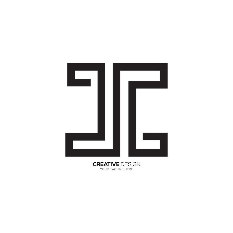 Minimal letter J C unique shape modern line art monogram logo vector