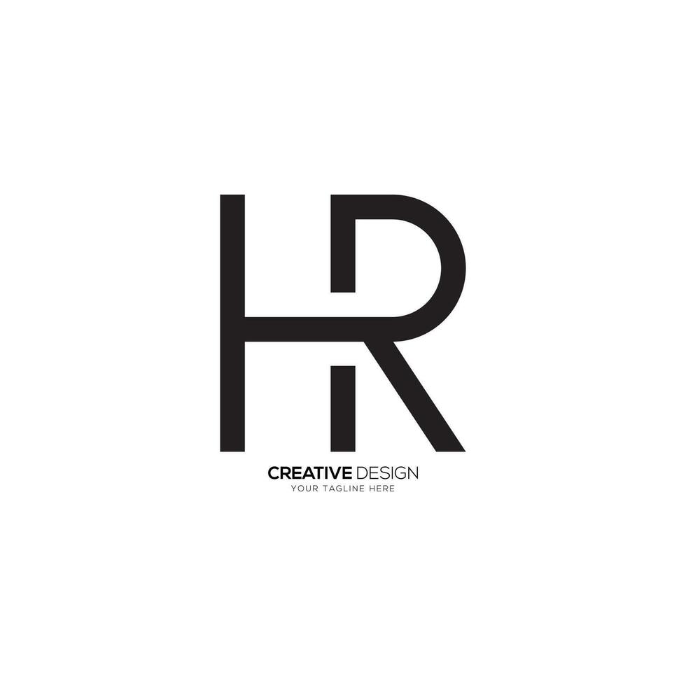 Simple letter H R line art creative monogram flat logo vector