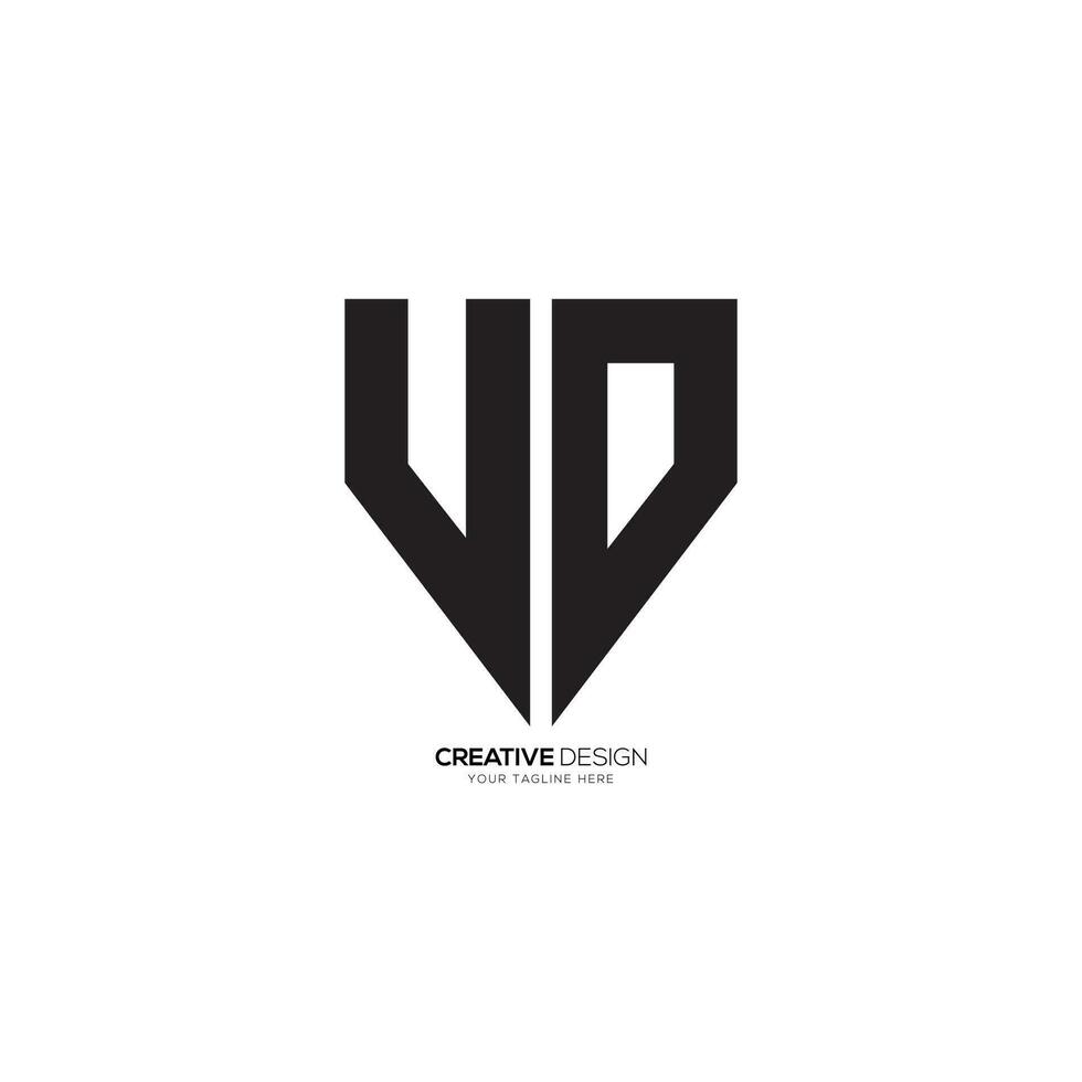 Letter U D or V D with creative security shield monogram business logo vector