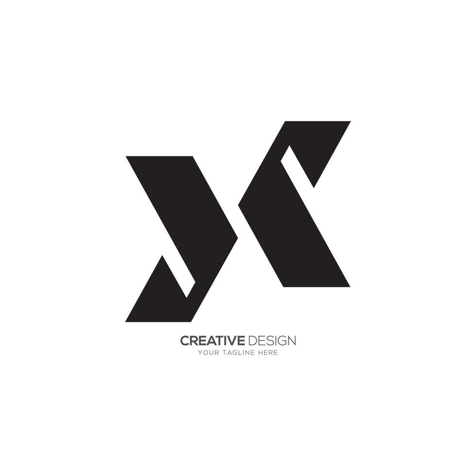 Modern letter X with unique arrow shape creative simple flat logo vector
