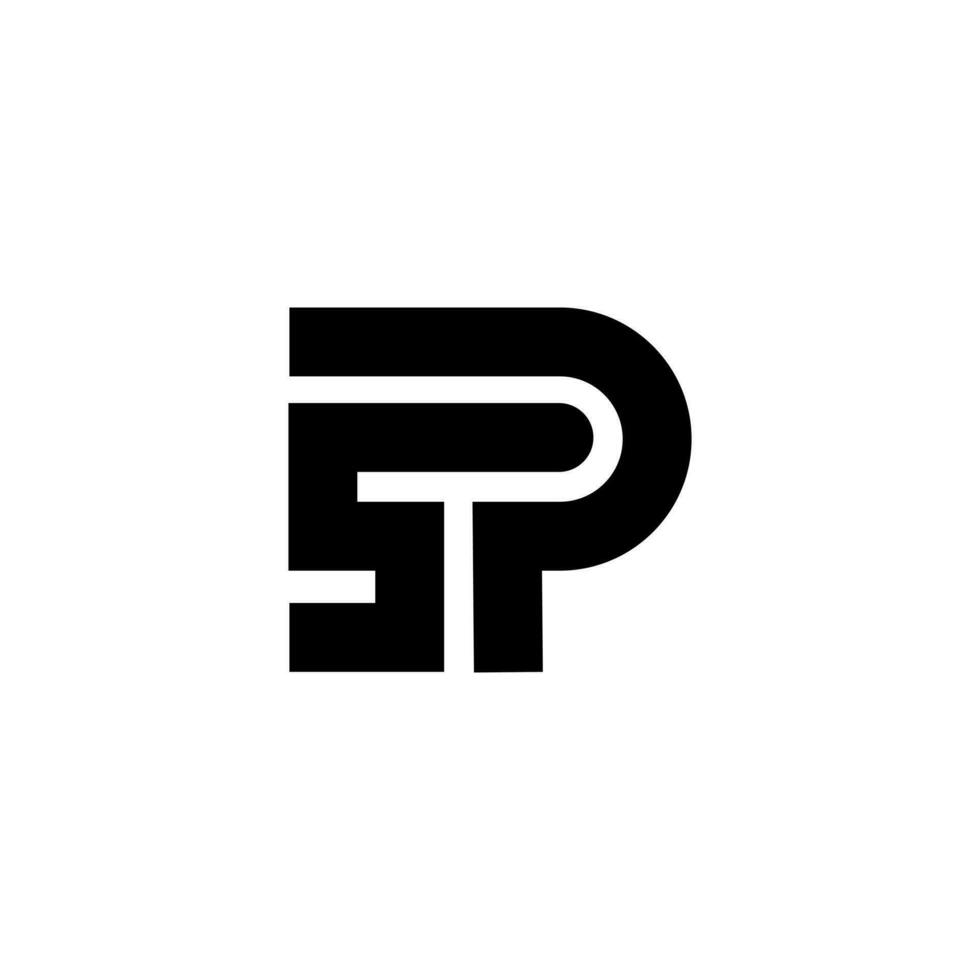 Letter S P unique line shape modern monogram flat logo design vector