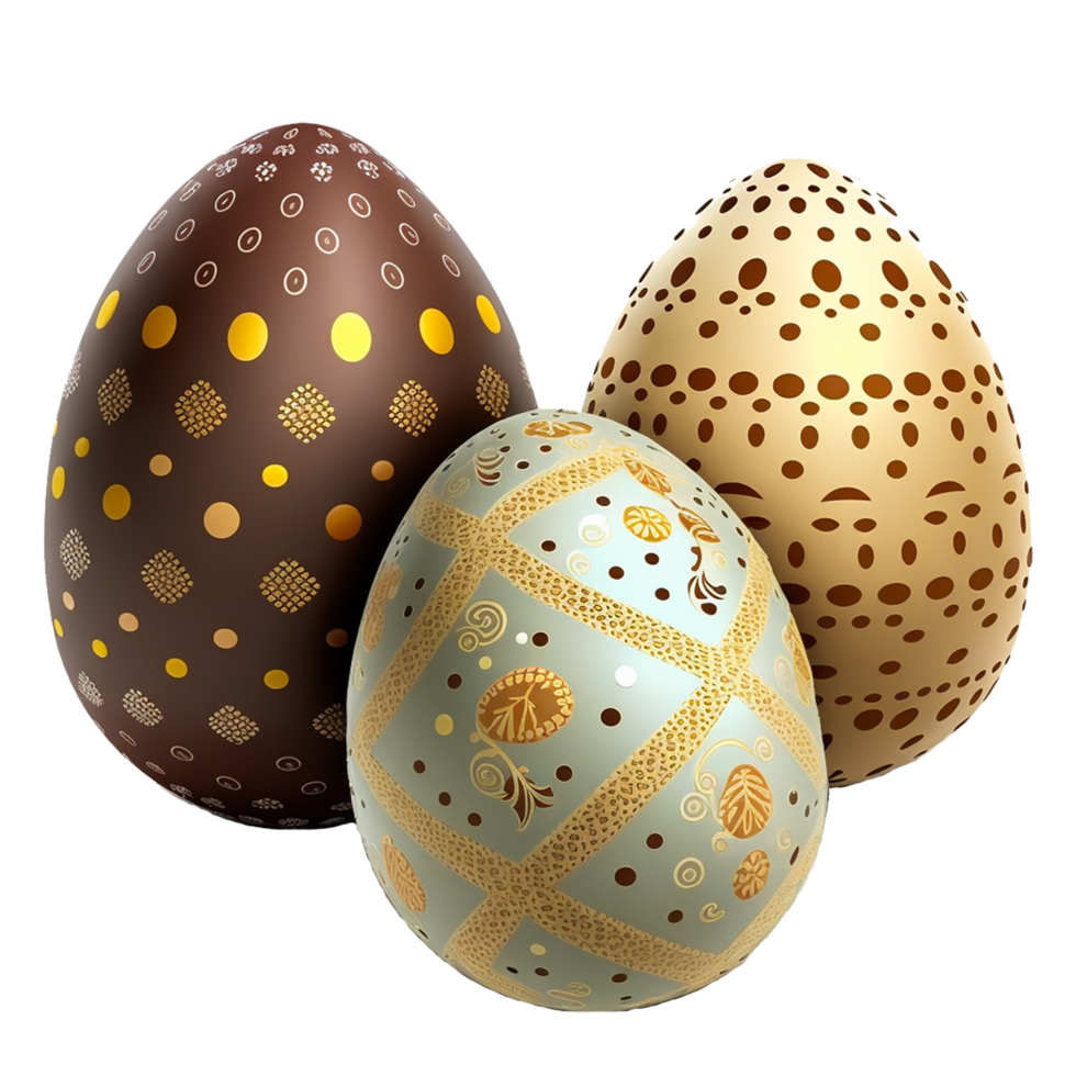 Realistic easter day eggs with golden details png