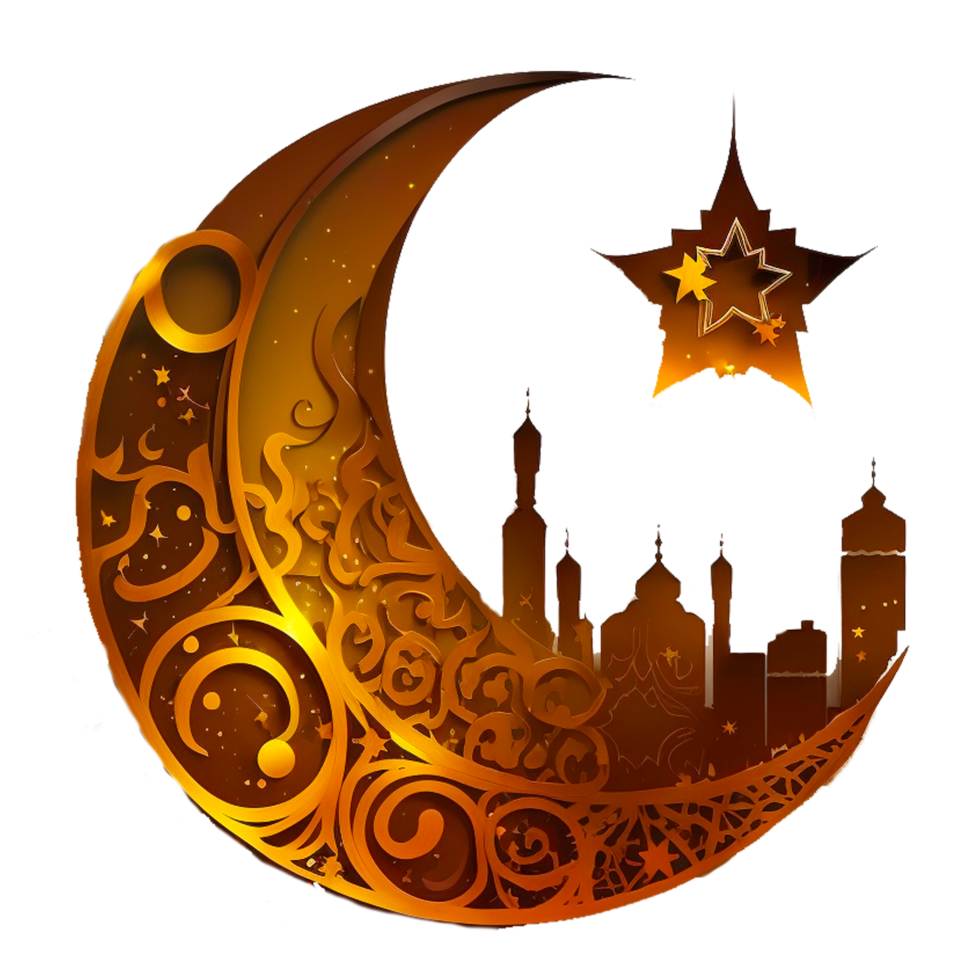 Eid Mubarak moon and star illustration png