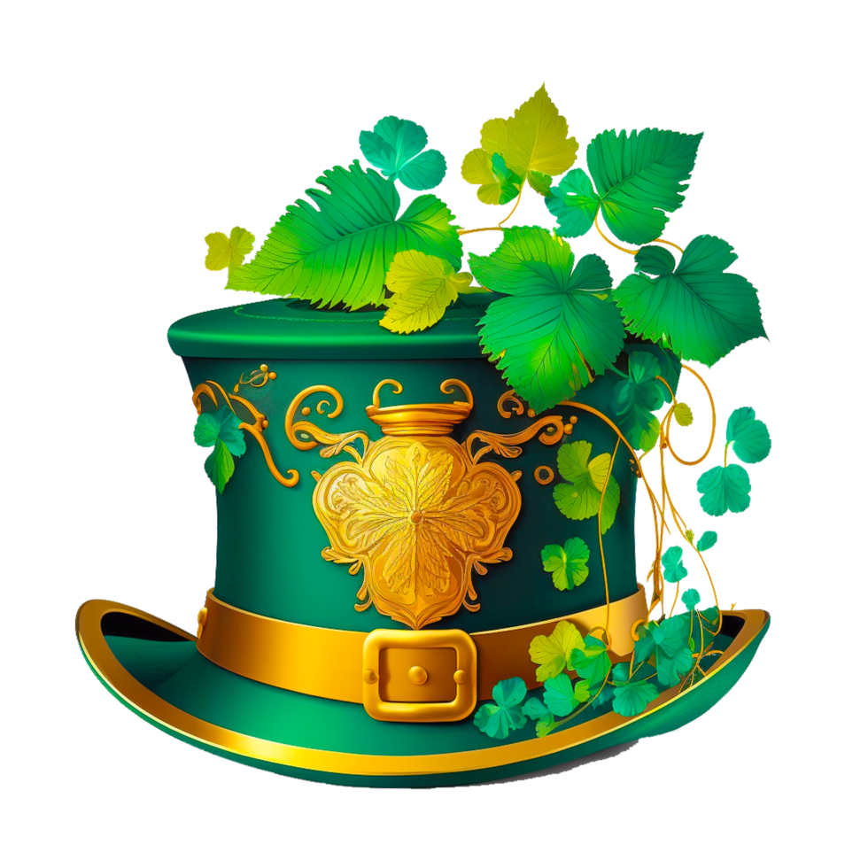 St. Patrick's Day leprechaun hat and lucky golden coins png