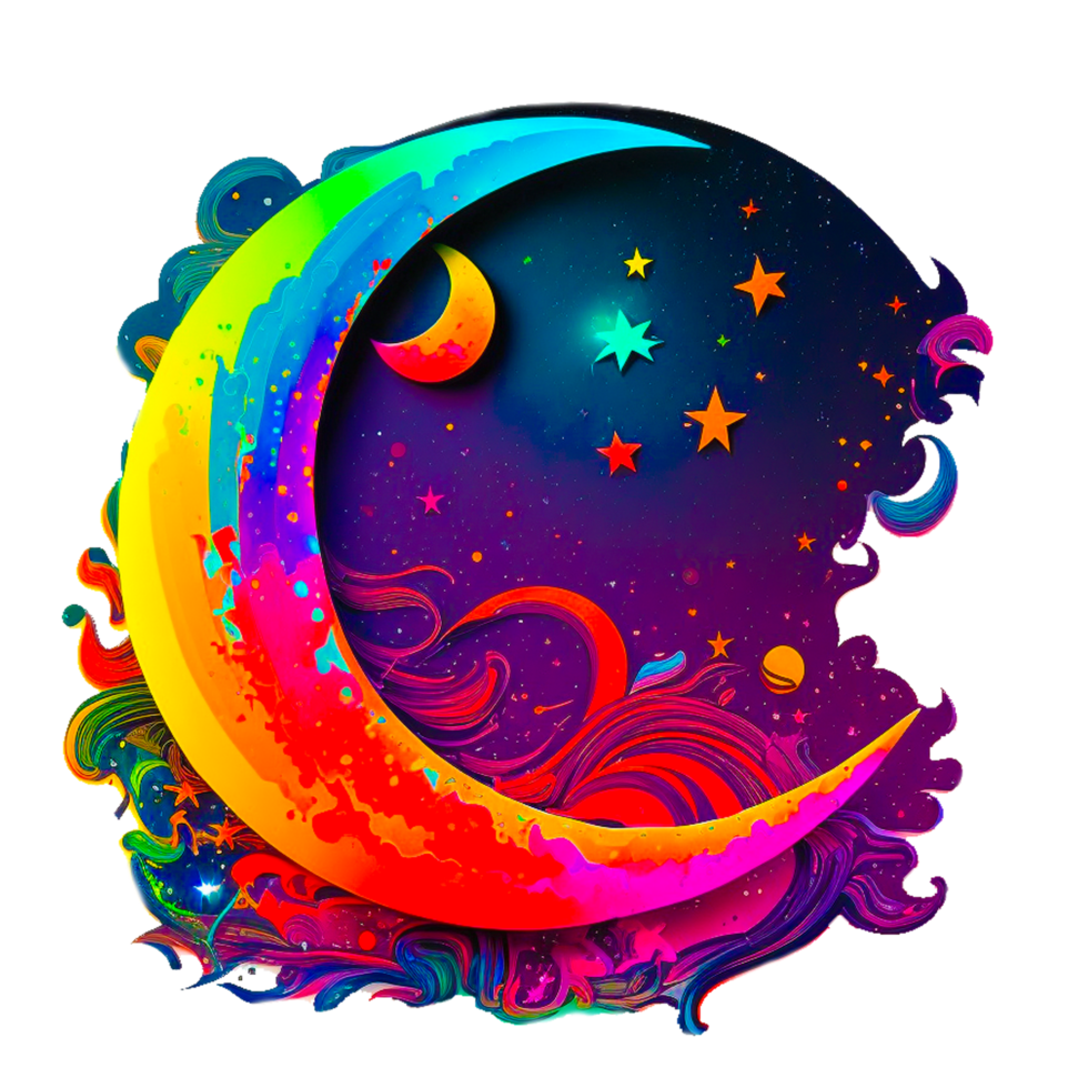 colorful moon and star illustration png