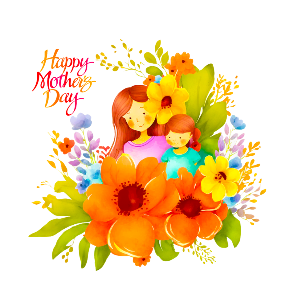 happy Mother's day with flowers png