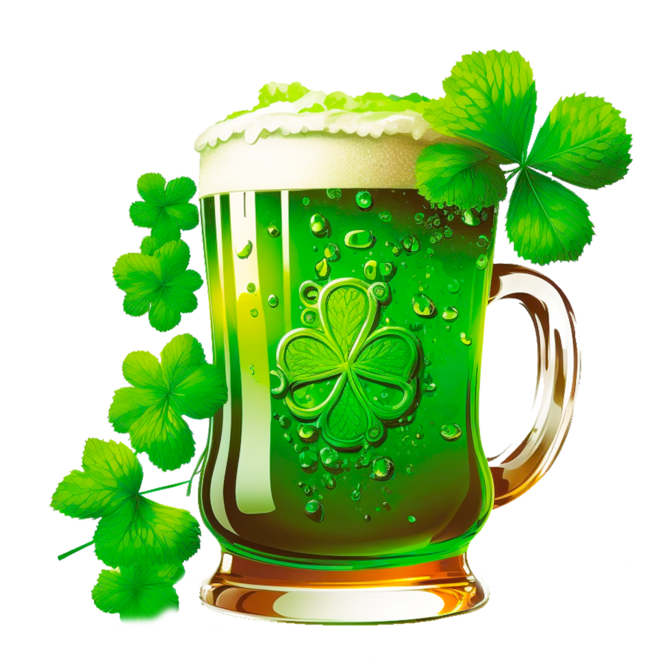 ST Patrick day green beer glass illustration png