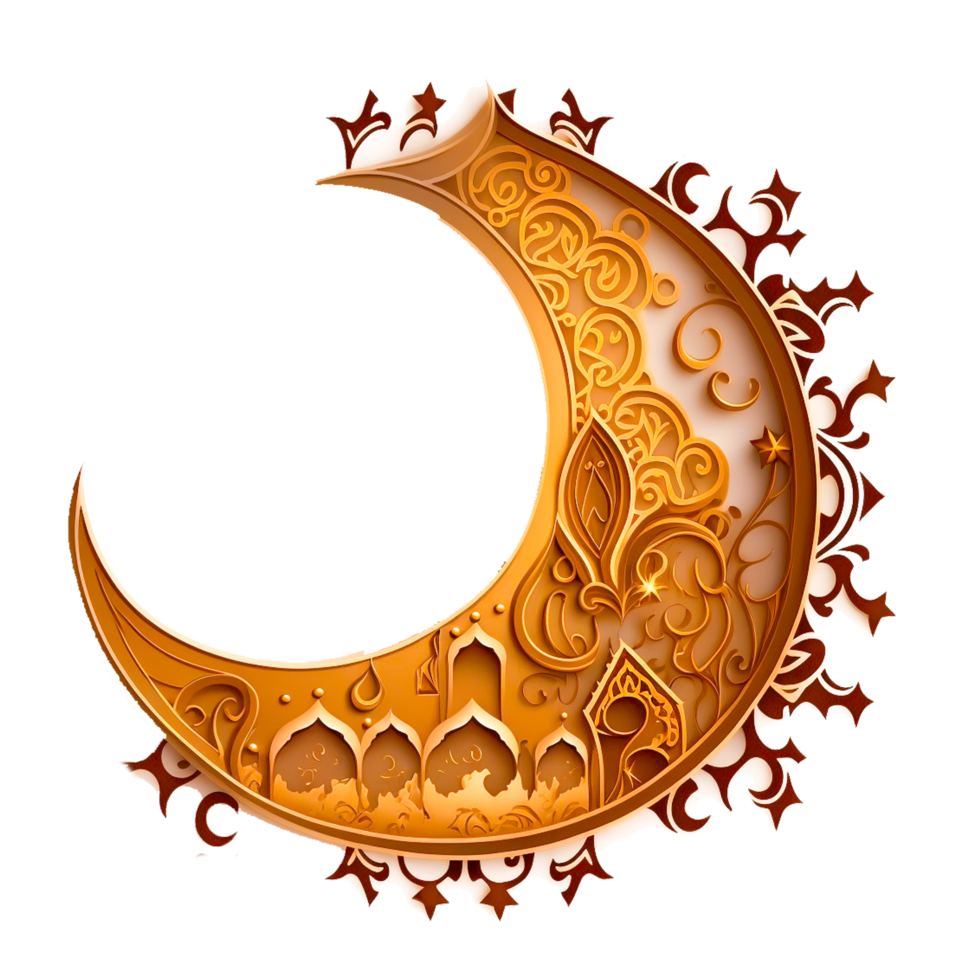 Ramadan Kareem Poster With Golden Crescent Moon png