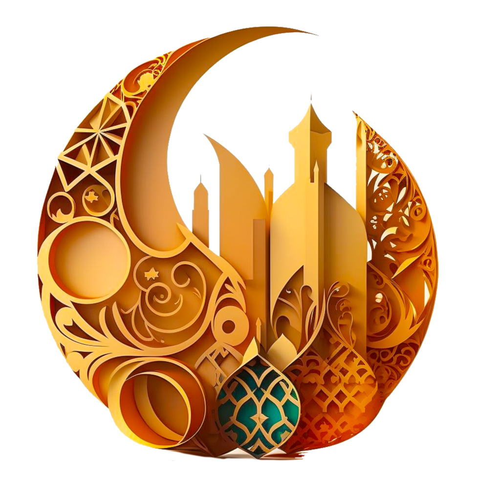 Islamic mosque with crescent moon png