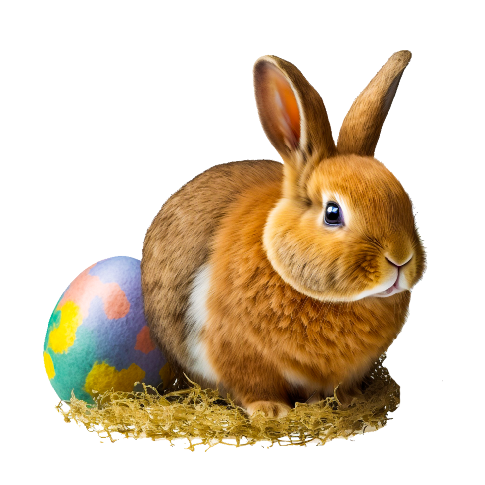 Easter bunny mockup with painted eggs png