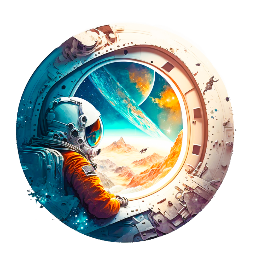 ai generativo cartone animato Immagine di un astronauta seduta png