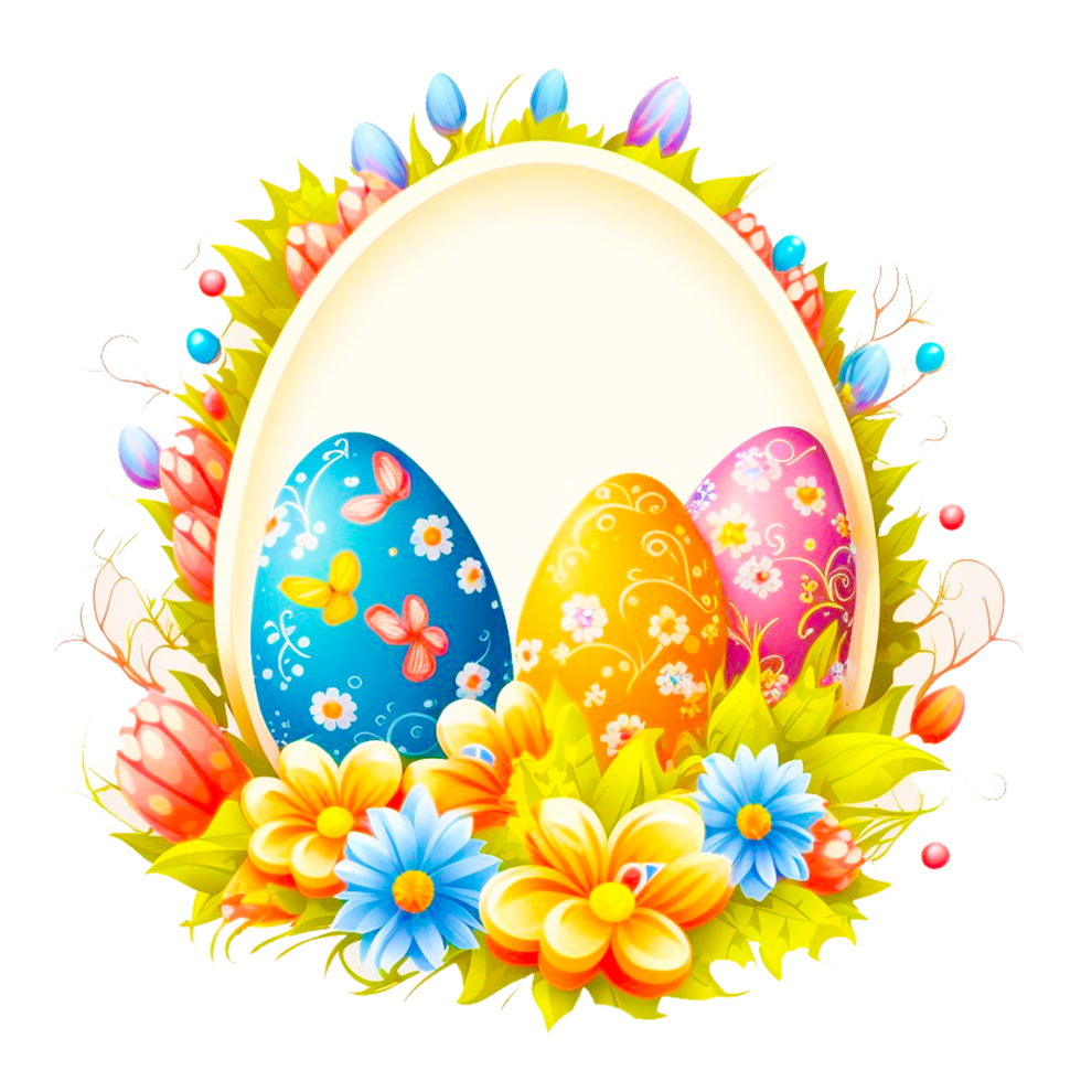 oval shape frame with Easter egg png