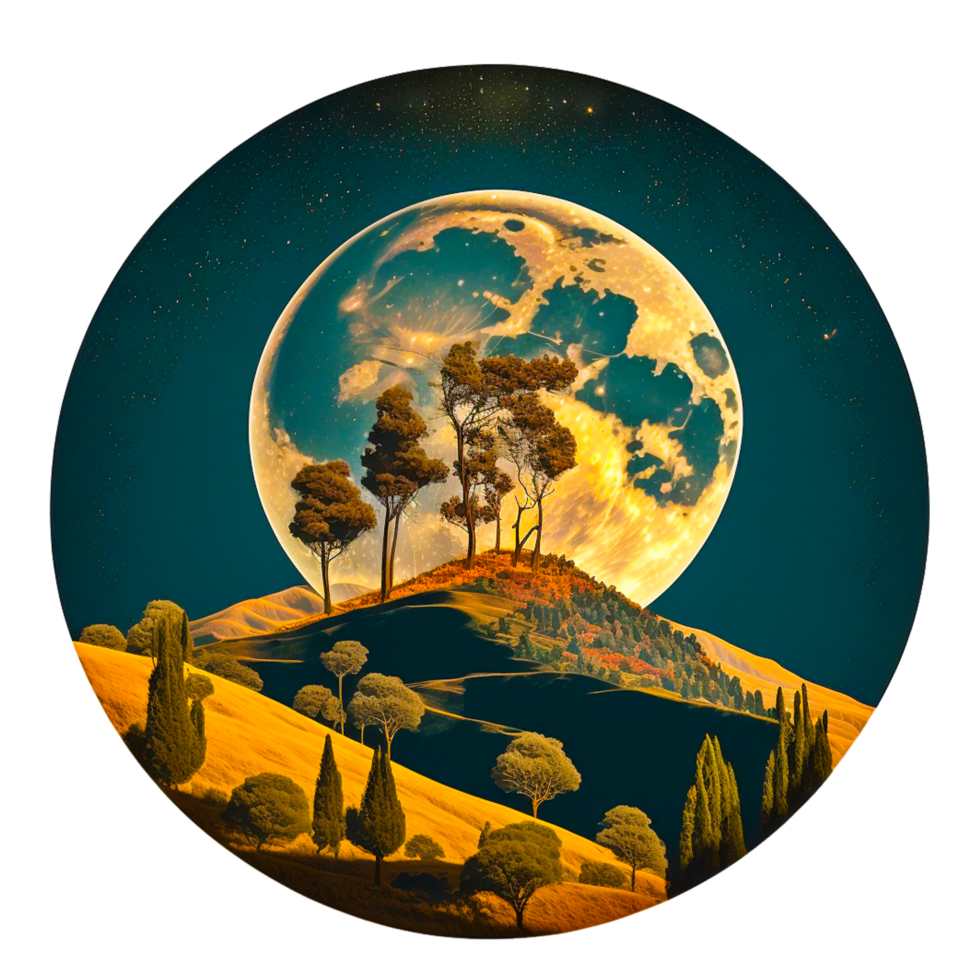 ai génératif clair de lune Contexte rond lune coloré dessin animé illustration png