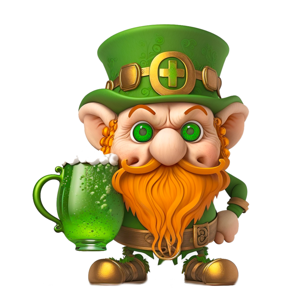 ST Patrick's with beer glass illustration png