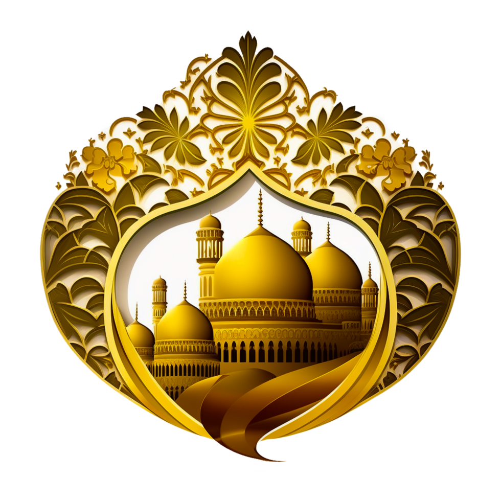 ai generativo dorado mezquita gratis ilustración png