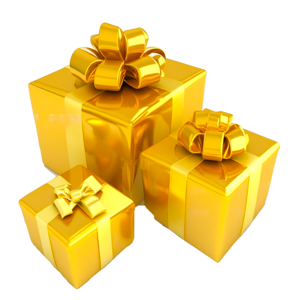 ai generativ golden Geschenk Box png transparent