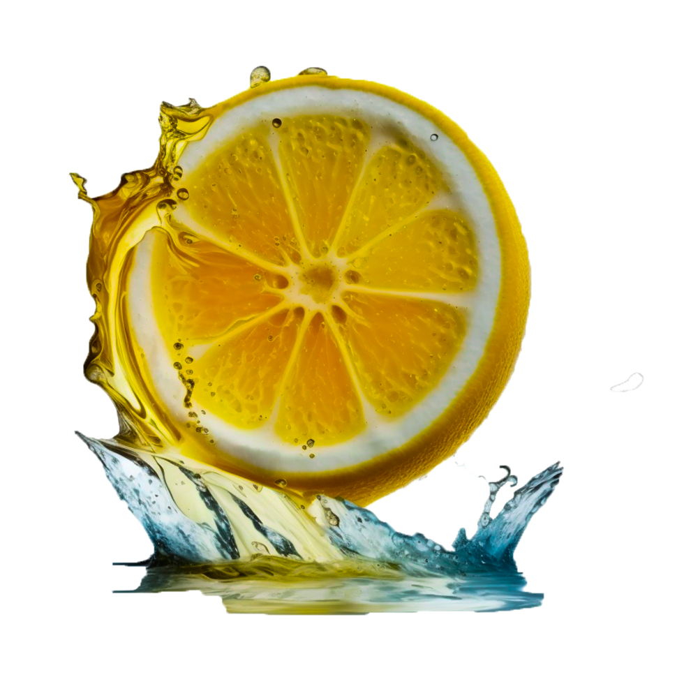 ai génératif citron fruit jus éclaboussure illustration png