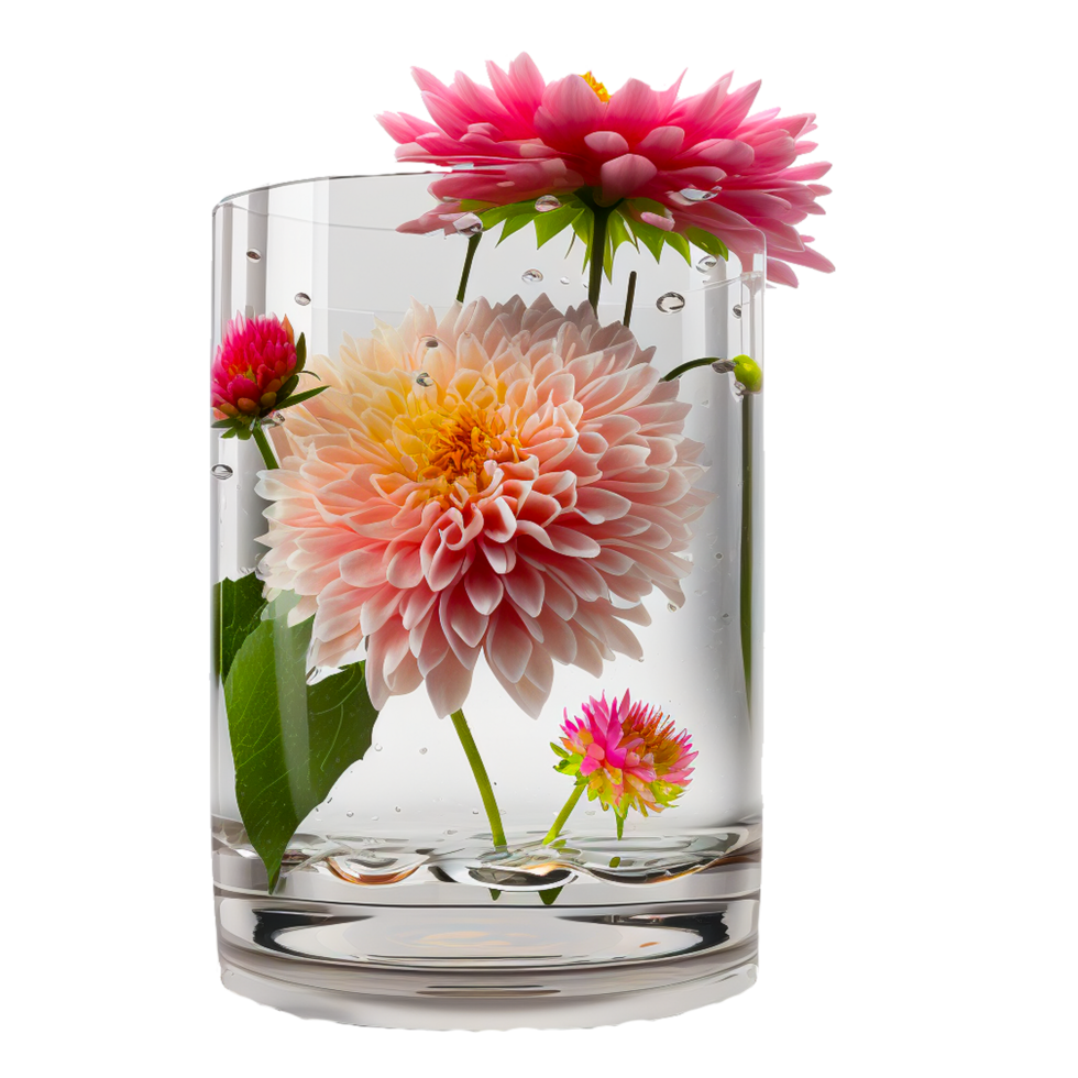 ai generativ Blume dekorativ Glas Vase Innere Dekoration kostenlos Illustration png