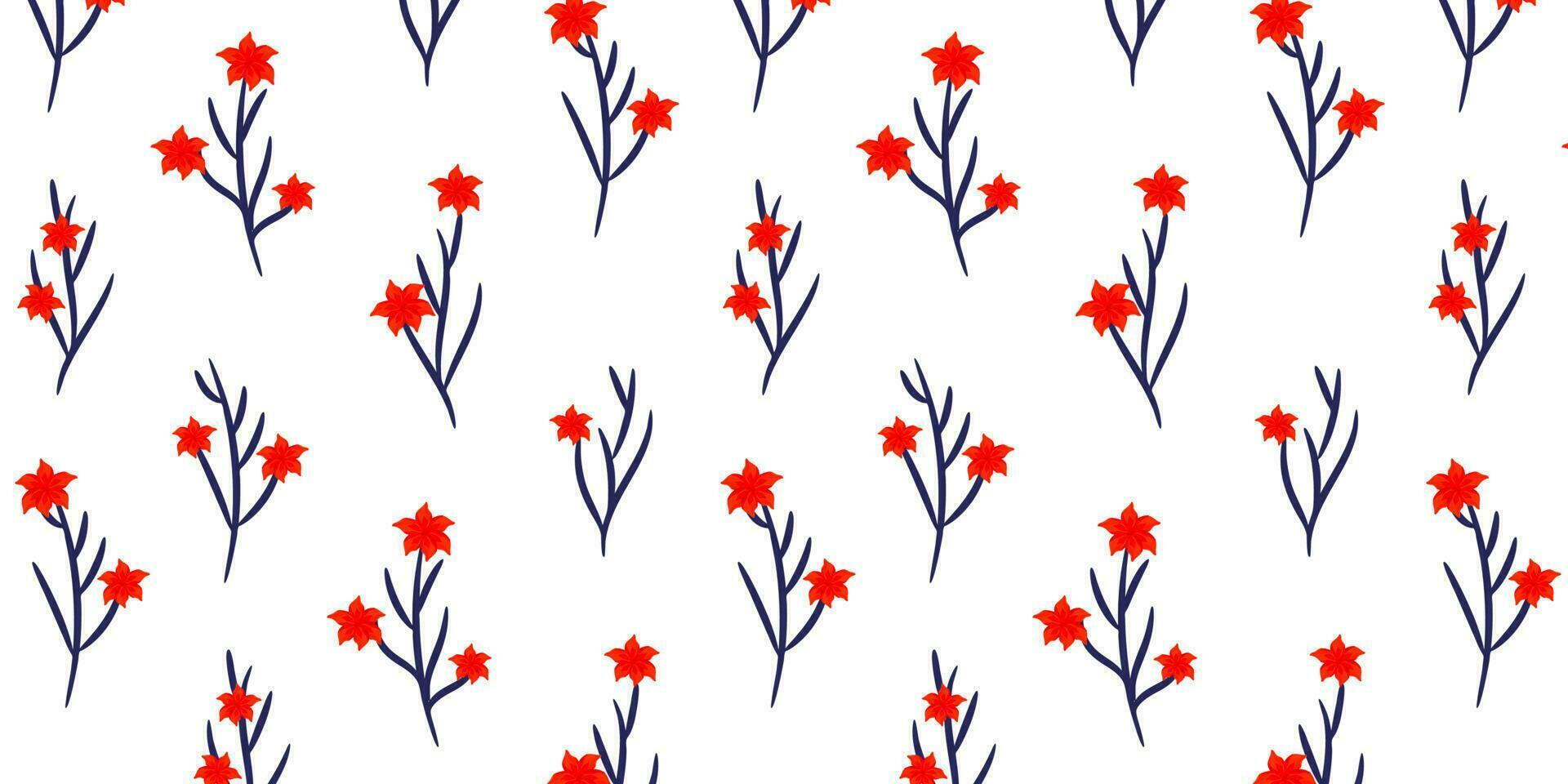 Premium fabric floral pattern. Beautiful red flower with dark blue branch color. Nice for dress woman outfit. vector