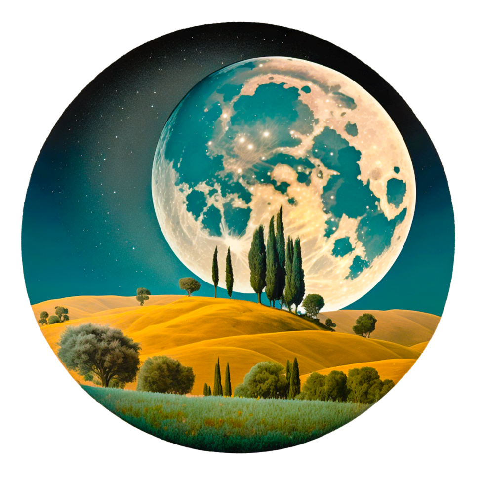 ai generativ Raum Landschaft mit Mond png