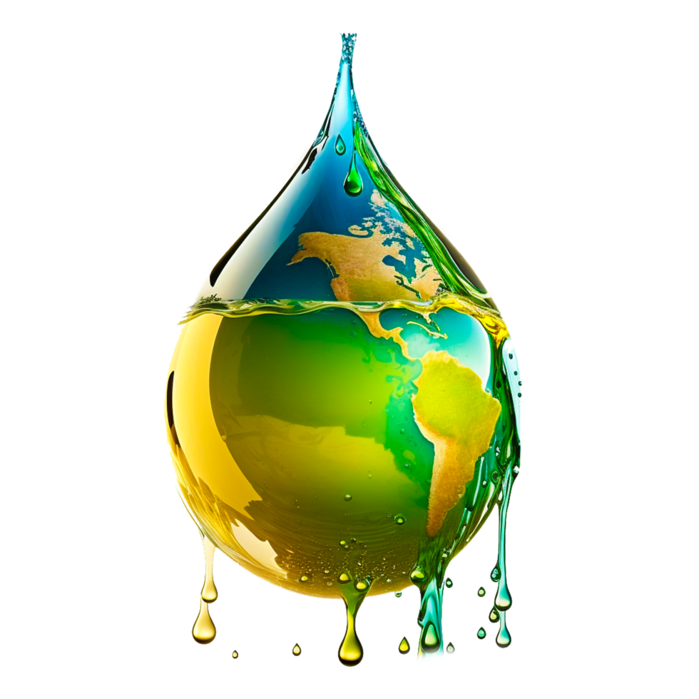 earth globe in water drop form png