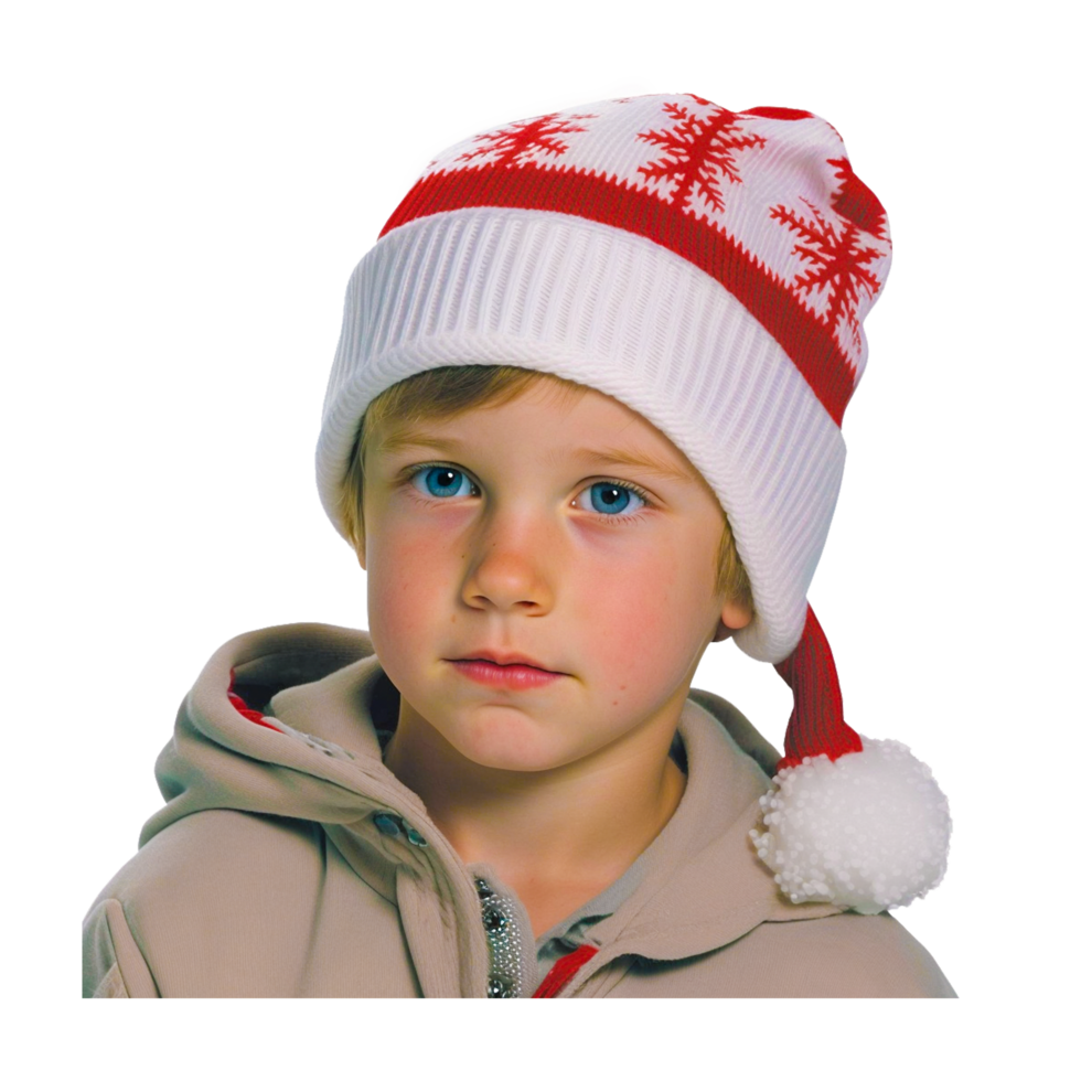 ai generativ liten pojke med jul hatt png