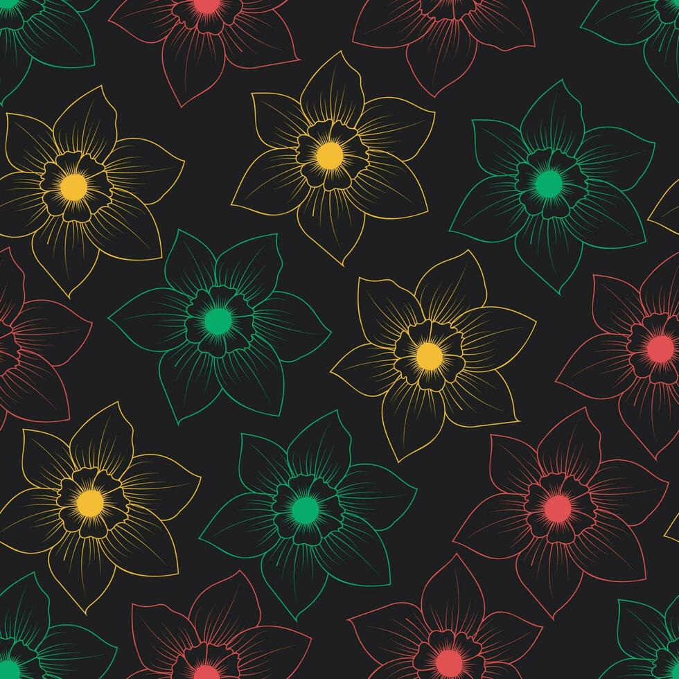 seamless pattern background with flowers in traditional African colors vector