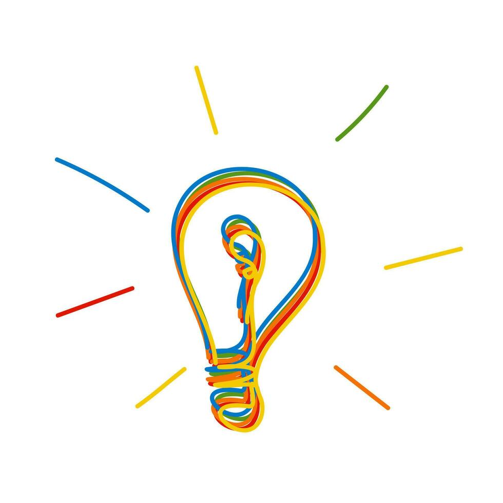 Light bulb shining doodle icon vector illustration