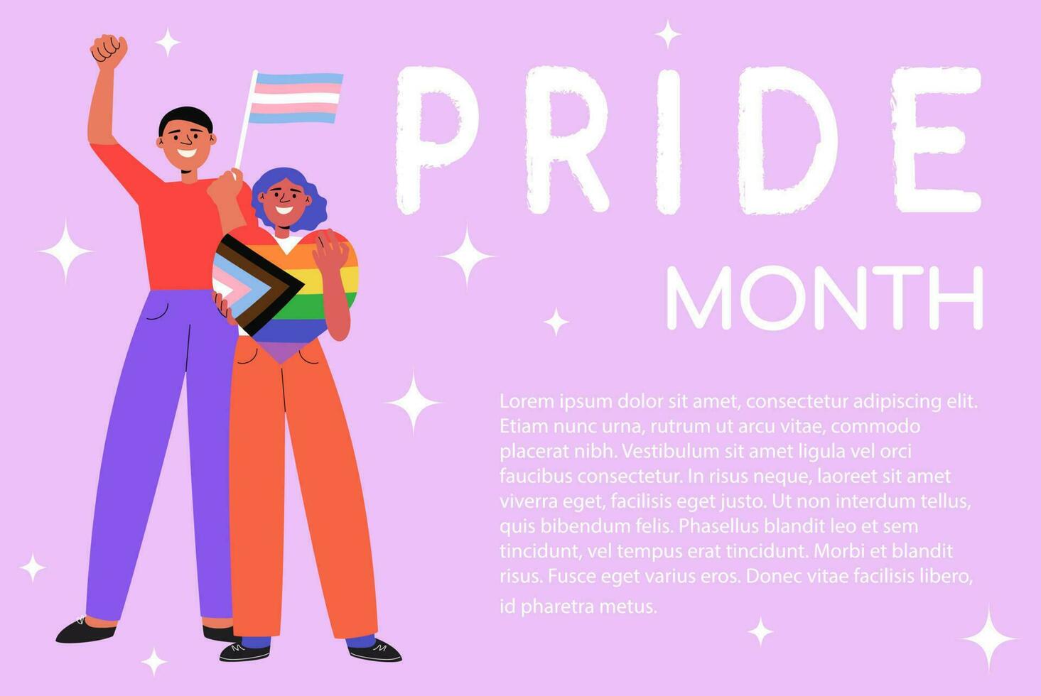 Poster template with characters holding LGBT placard vector illustration