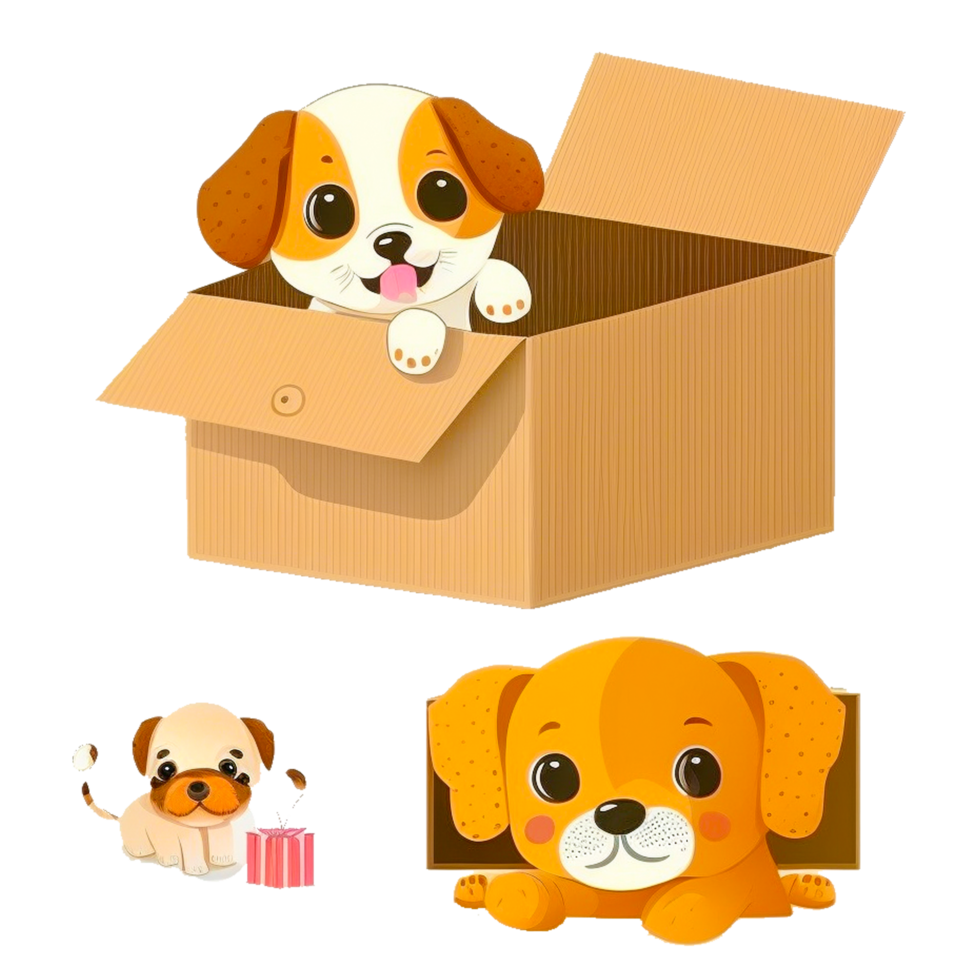 set of cute dogs illustration png