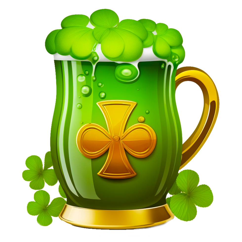 illustration of green beer mug ST Patrick's day png